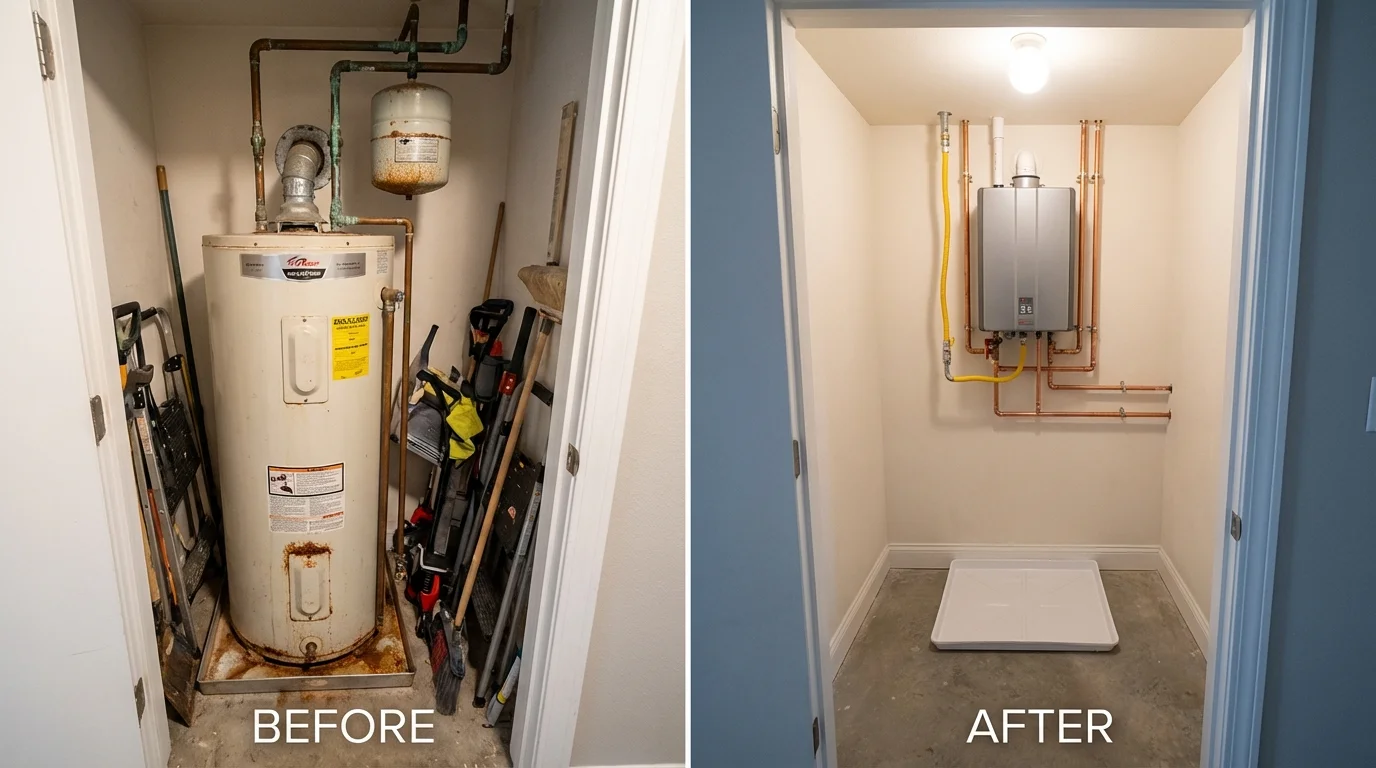 Tank water heater versus wall-mounted tankless unit comparison for Capac, MI homeowners